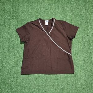 Brown V-Neck Scrub Top